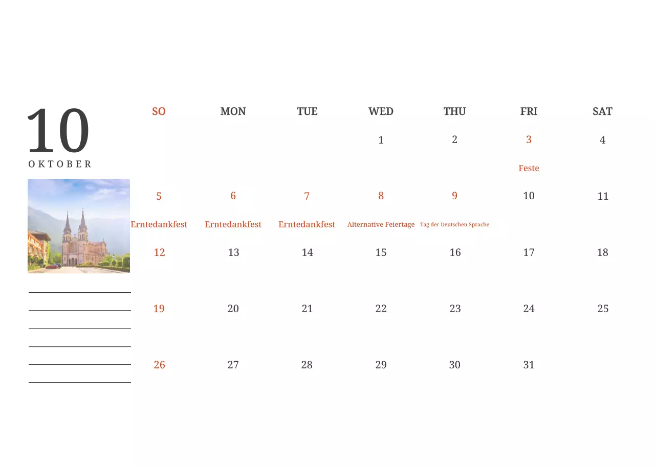 Ein fotografischer Konzeptkalender, der Kirchen in Landschaftsbildern zeigt