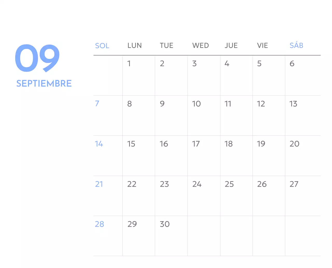 Calendario fotográfico de seguimiento de objetivos con un toque de azul