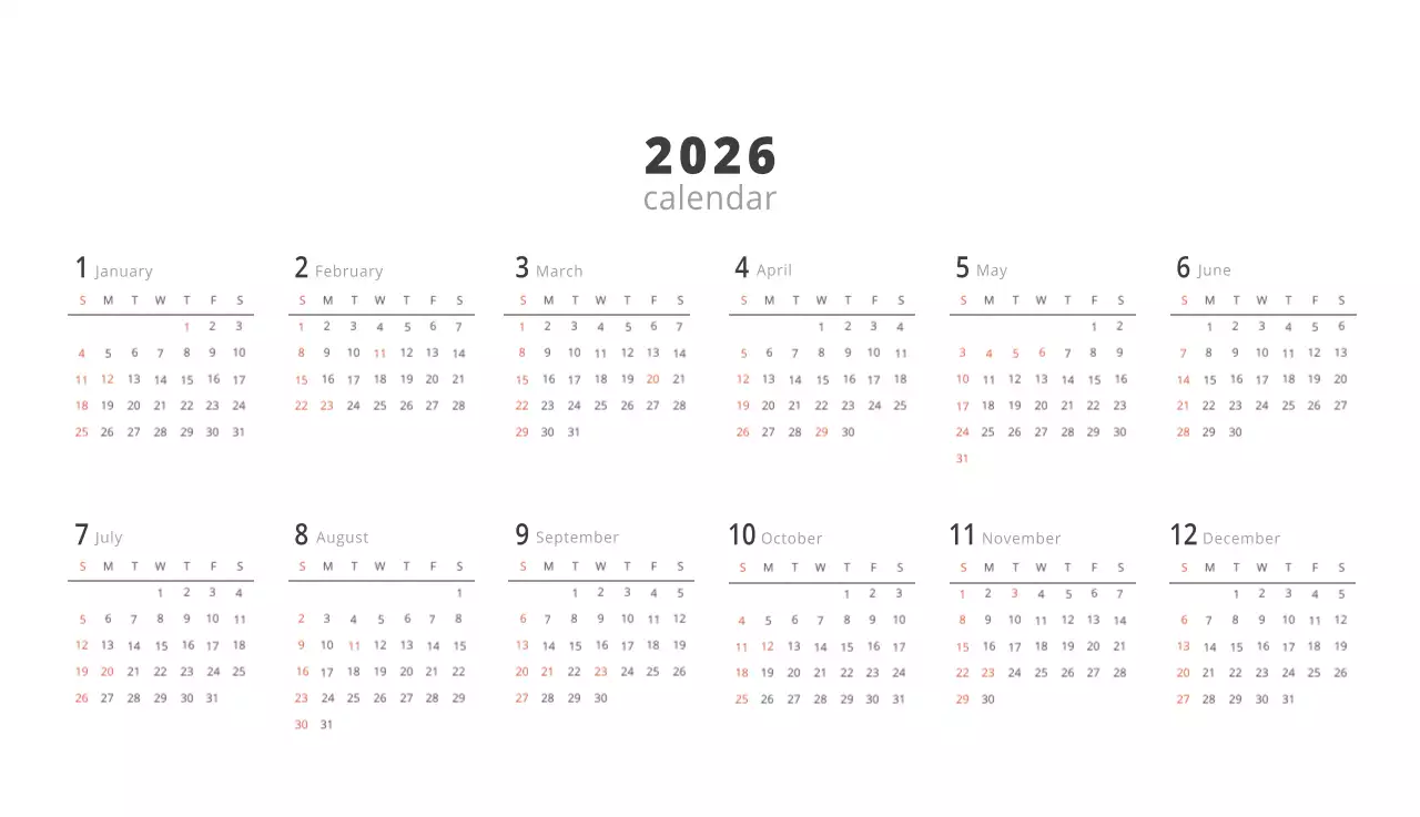 ベージュのミニマルなインテリアカレンダー