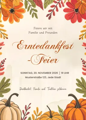 Orange Traditionelle Thanksgiving-Feier Einladung
