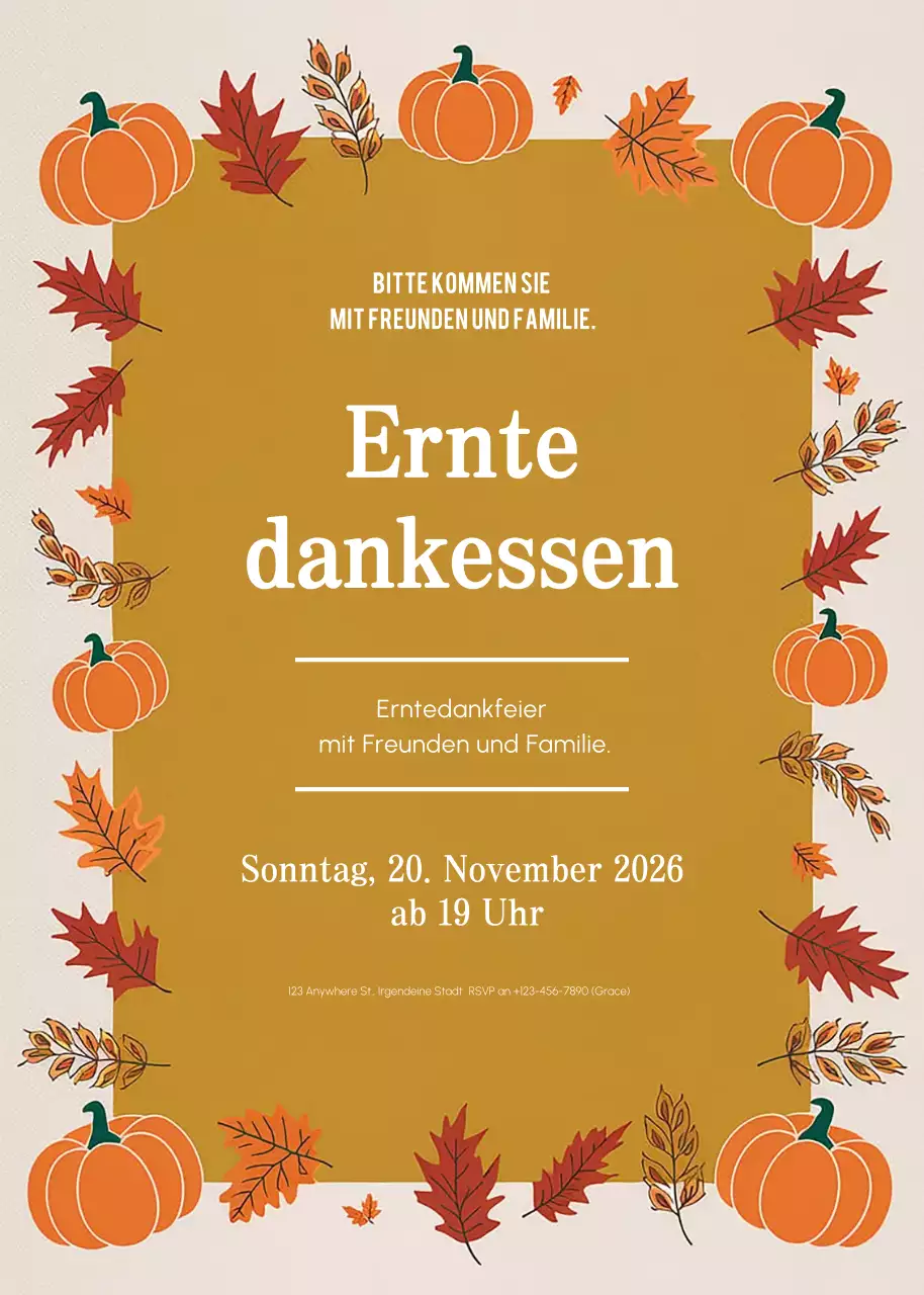 Orange Traditionelle Thanksgiving-Einladung