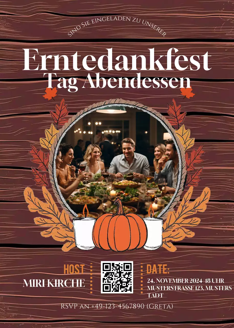 braune rustikale Thanksgiving-Einladung