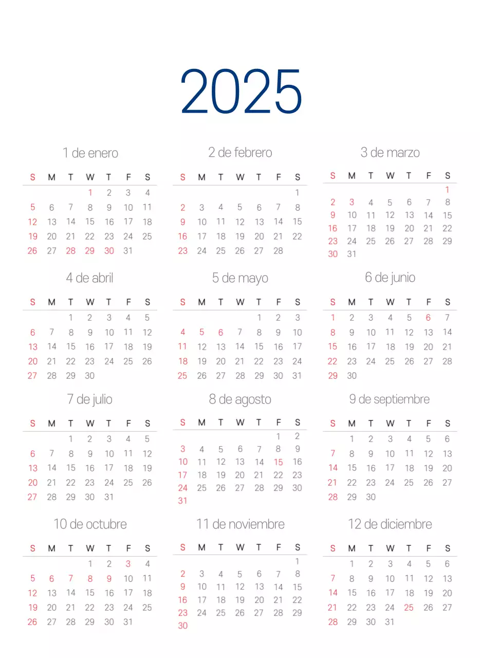 Calendario promocional Hospital Navy White Simple