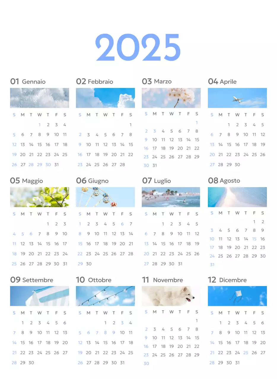 Calendario con foto tracciatore di obiettivi con un tocco di blu