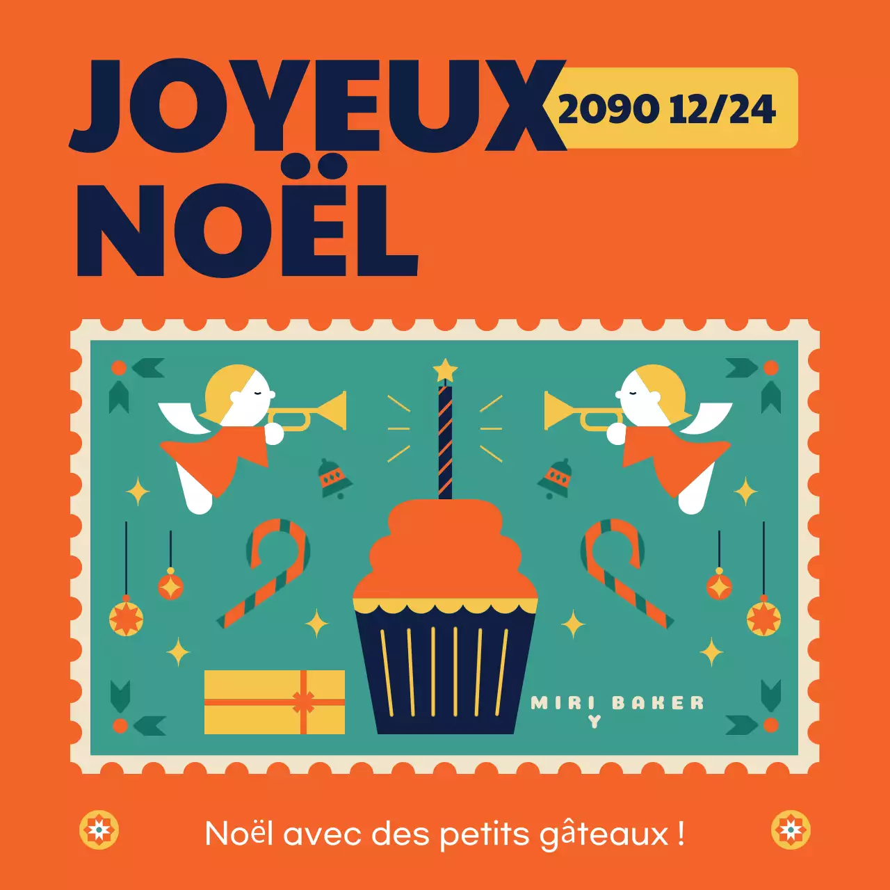 Annonce de l'événement de Noël de l'entreprise orange et jaune
