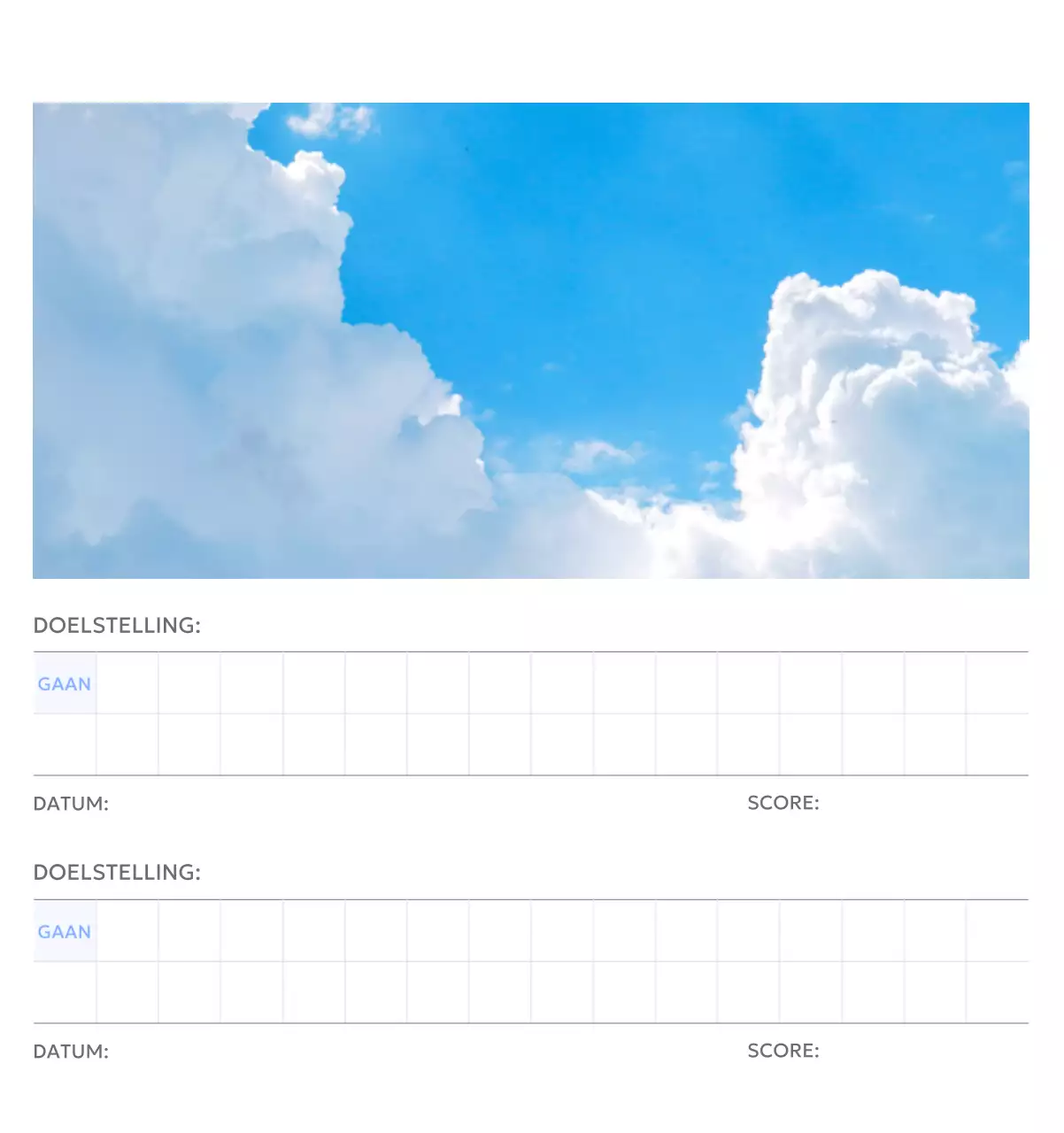 Photo goal tracker kalender met een vleugje blauw