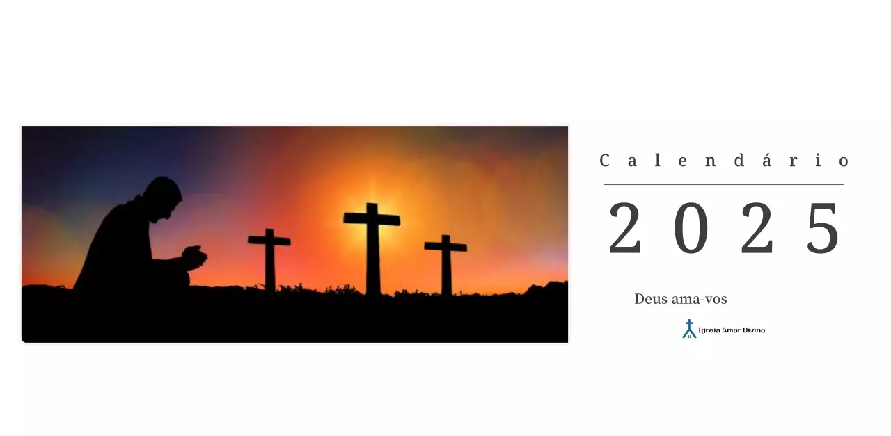 Um calendário concetual fotográfico que apresenta igrejas em pinturas de paisagens