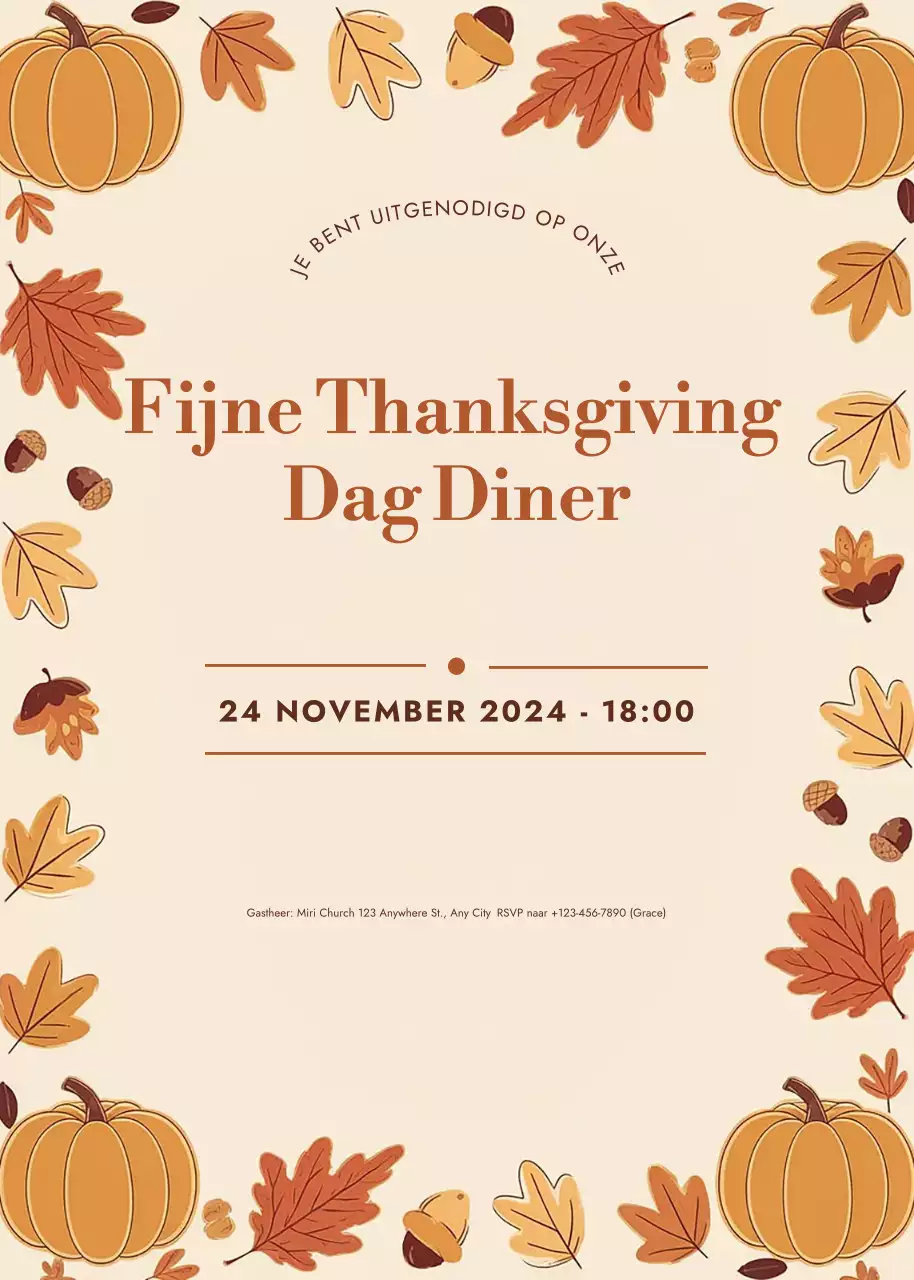 beige traditionele uitnodiging voor Thanksgiving