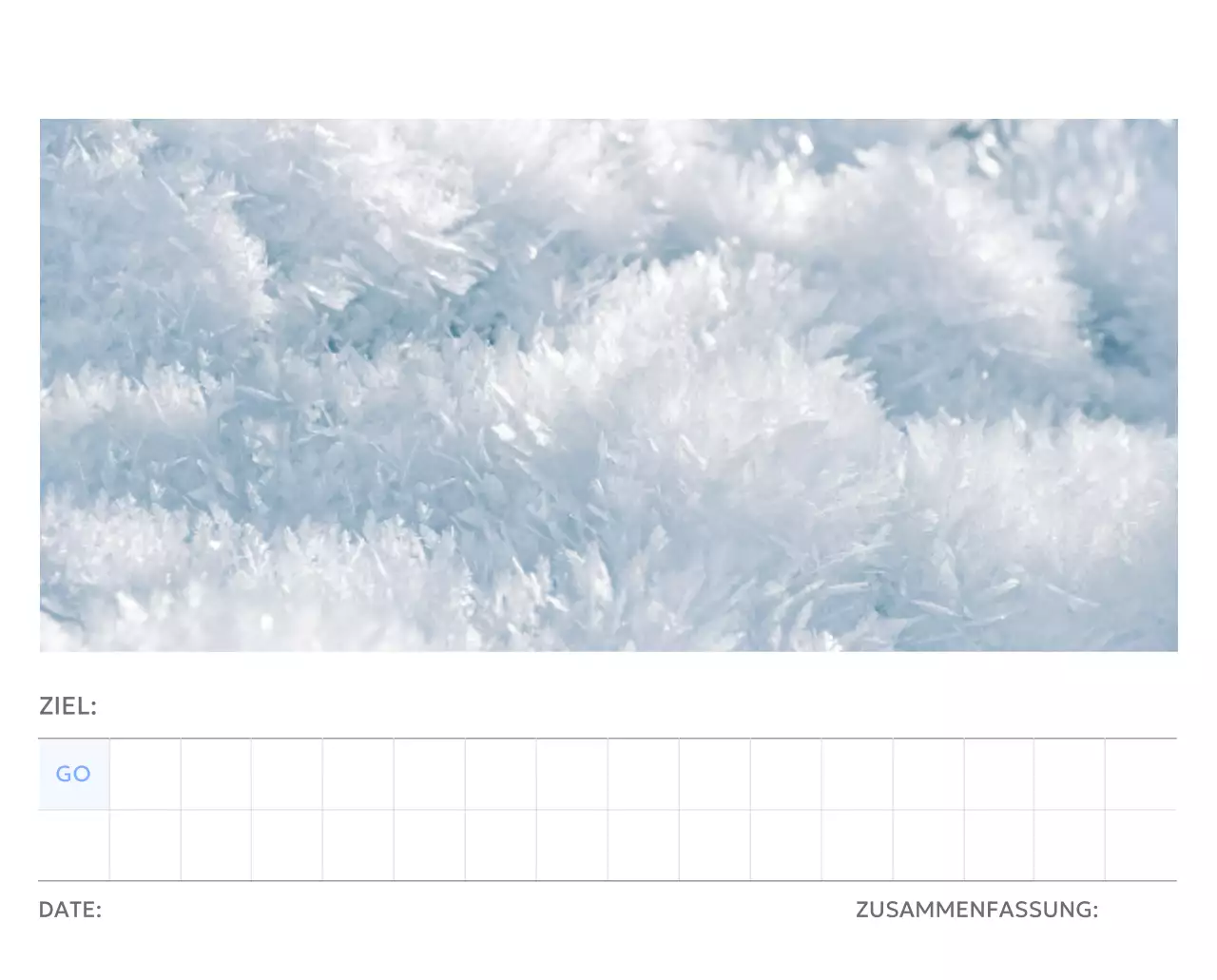 Foto-Zielverfolgungskalender mit einem Hauch von Blau