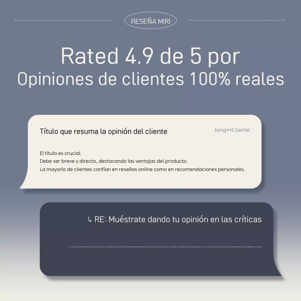 Anuncio de revisión simple en azul marino y beige