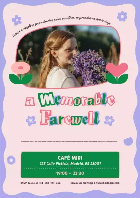 Divertida invitación de despedida morada