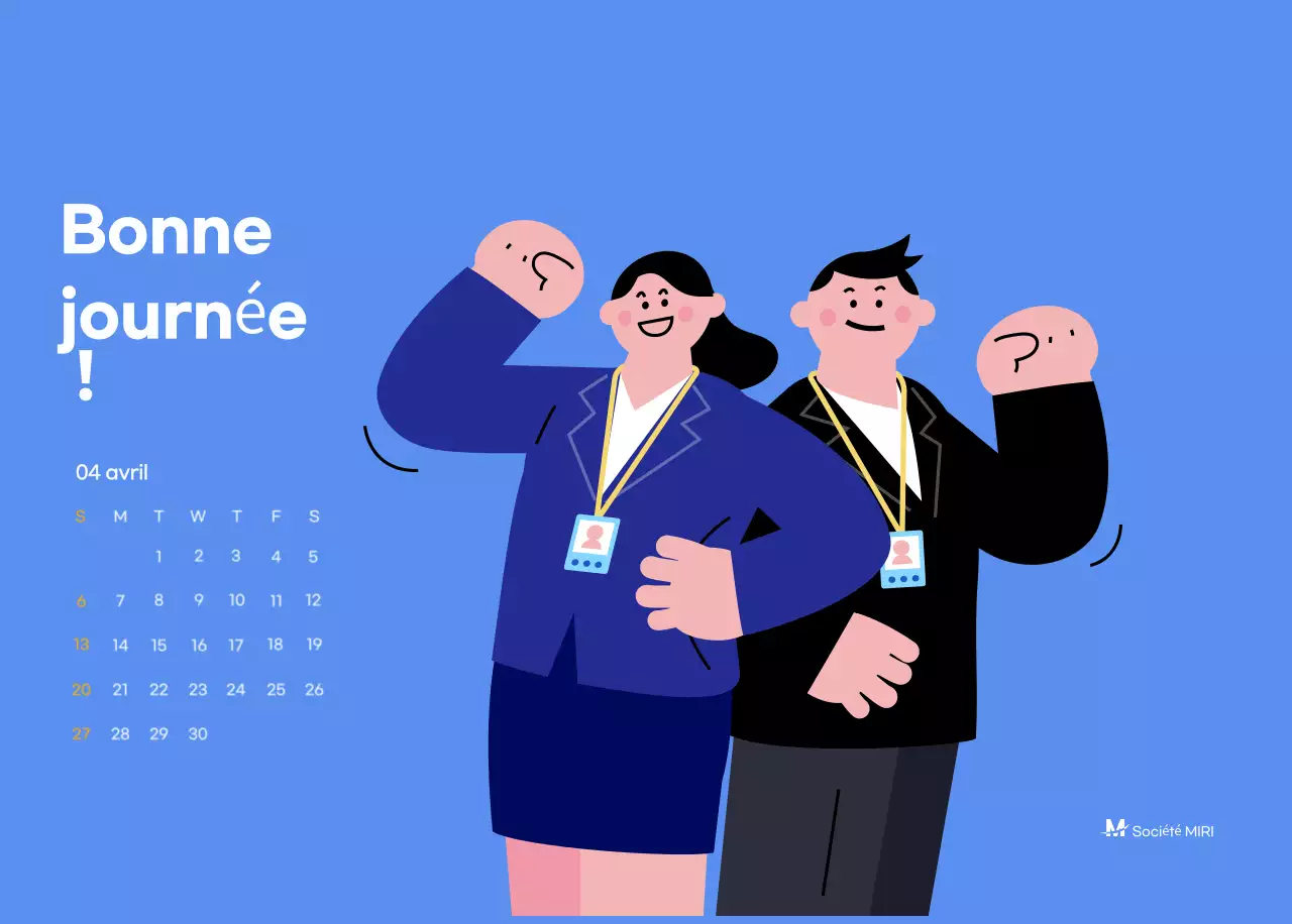 Calendrier de motivation avec des illustrations énergiques et des citations positives sur un fond bleu clair