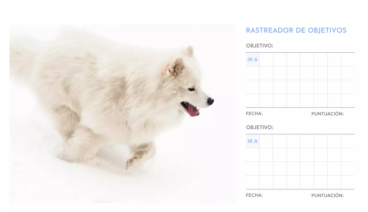 Calendario fotográfico de seguimiento de objetivos con un toque de azul