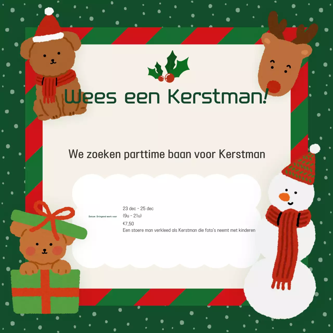 Kerst parttime banen in groen en gezellig