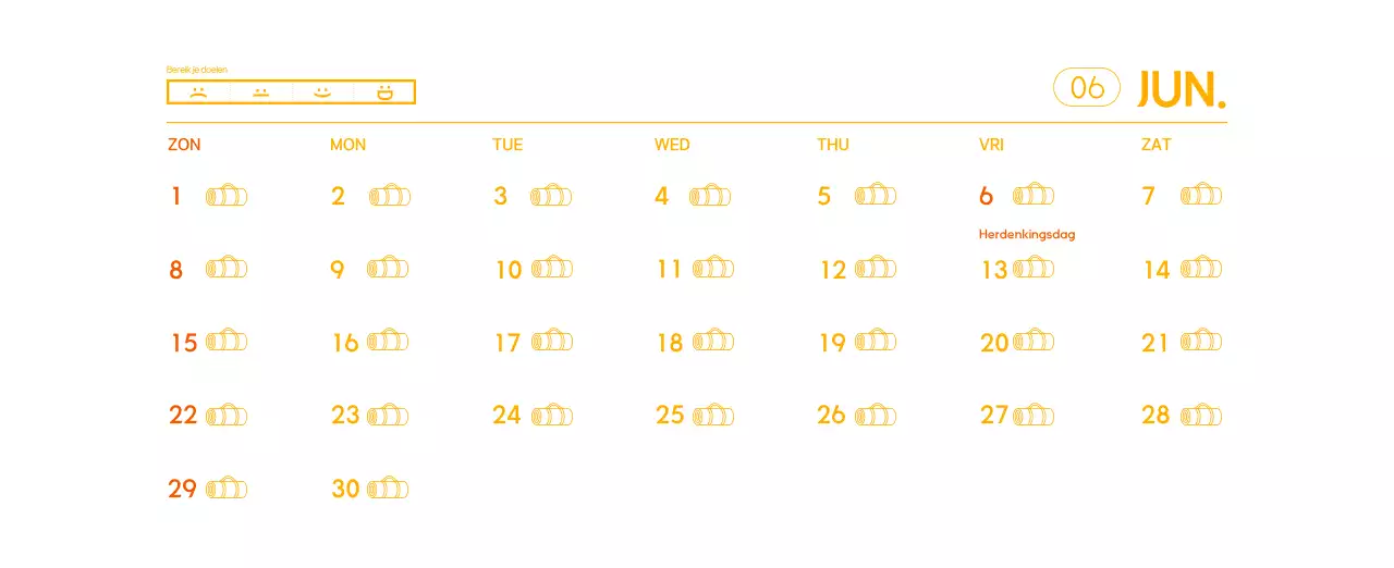 Oranje Minimalistische Yoga Promotiekalender