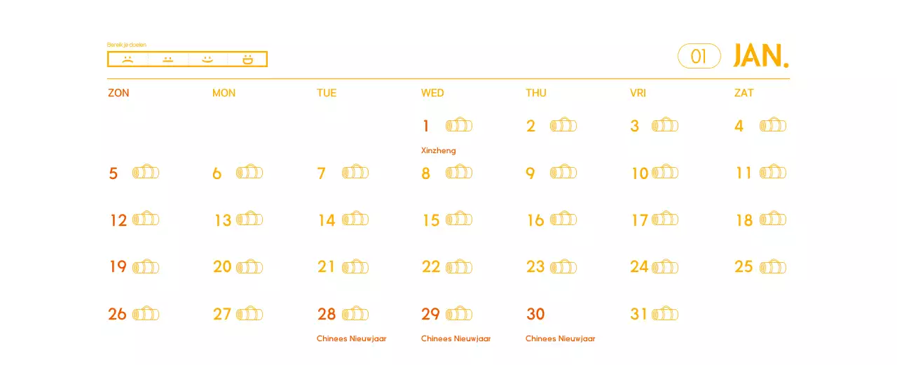 Oranje Minimalistische Yoga Promotiekalender