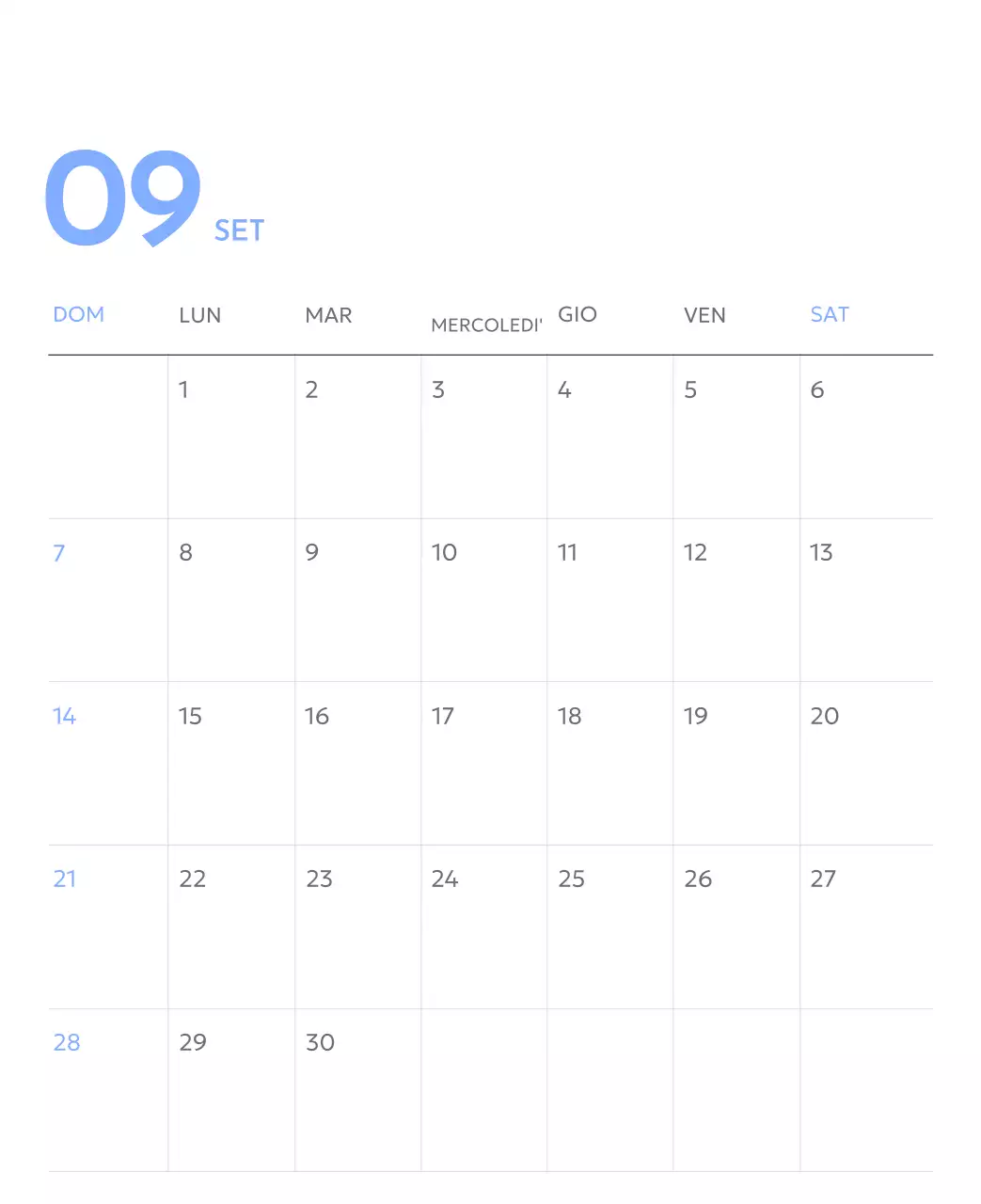 Calendario con foto tracciatore di obiettivi con un tocco di blu