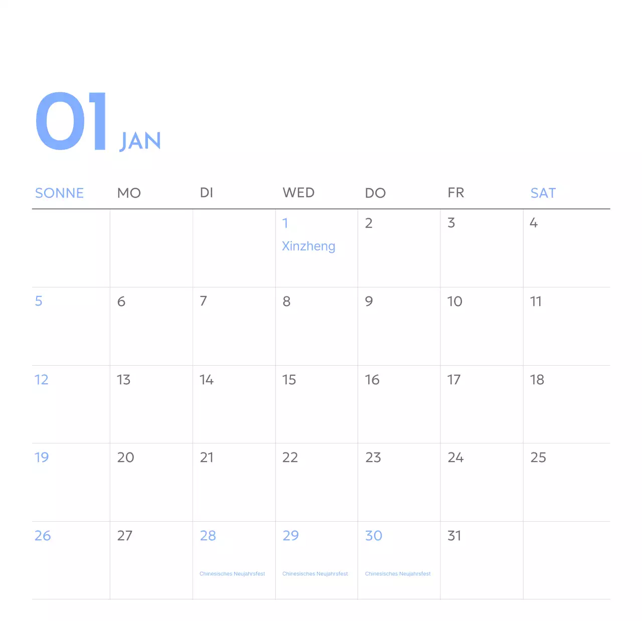 Foto-Zielverfolgungskalender mit einem Hauch von Blau