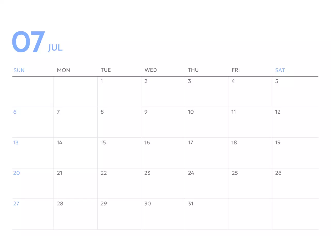 Calendrier photo de suivi des objectifs avec une touche de bleu