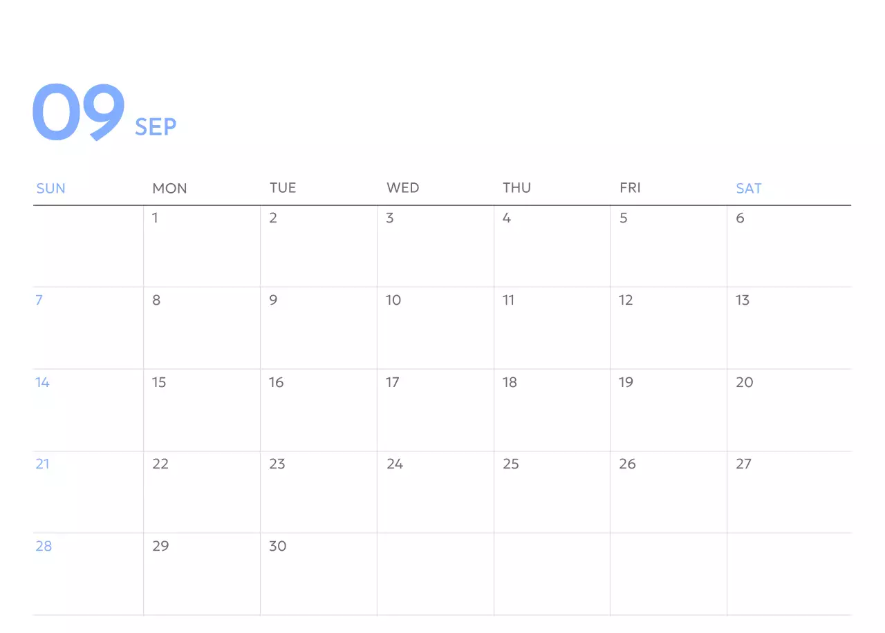 Calendrier photo de suivi des objectifs avec une touche de bleu