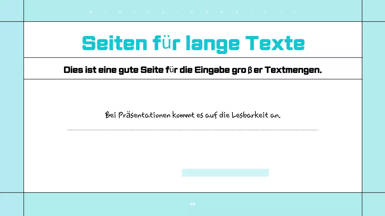 Übersichtliche, leicht zu bearbeitende Präsentationen in Weiß und Hellblau