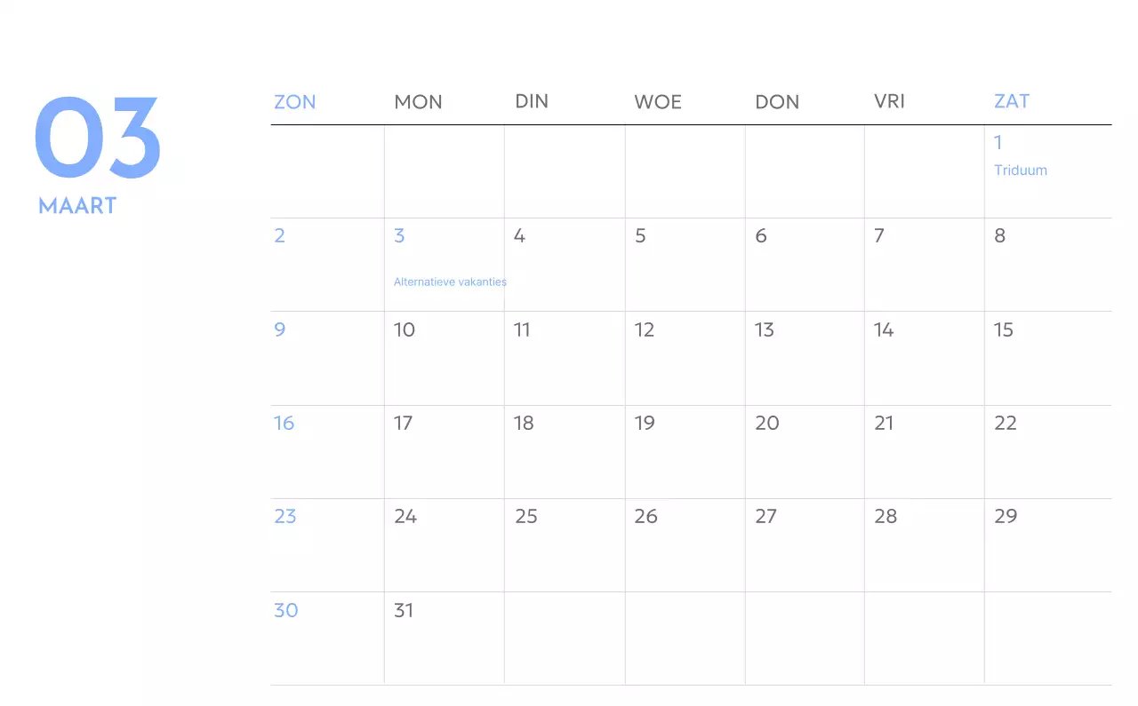 Photo goal tracker kalender met een vleugje blauw
