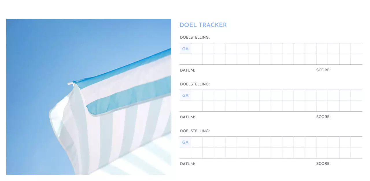 Photo goal tracker kalender met een vleugje blauw