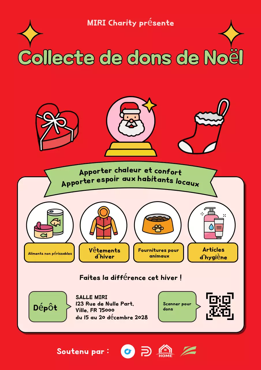 Affiche de collecte de dons de Noël (dessin animé)