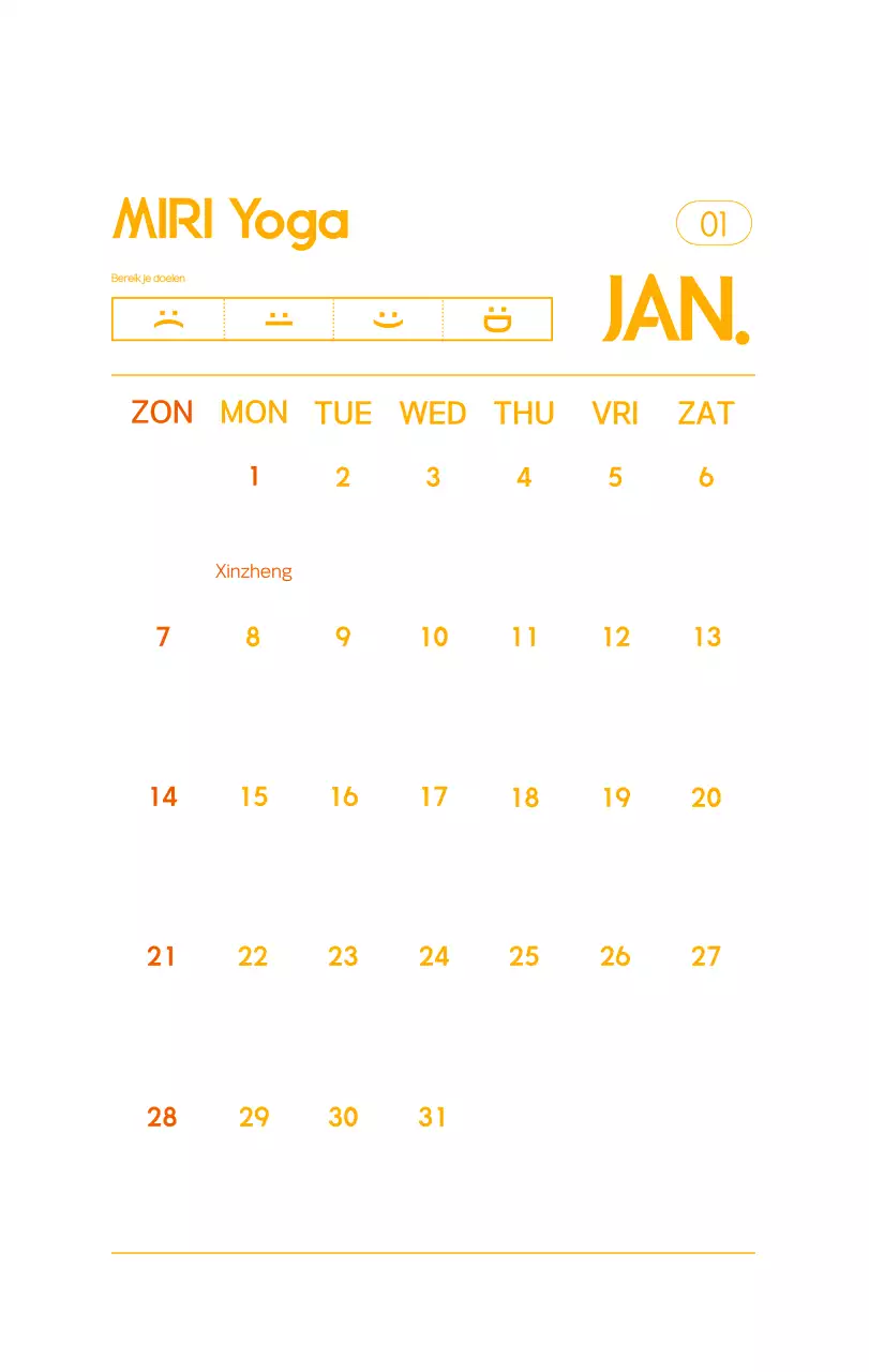 Oranje Minimalistische Yoga Promotiekalender