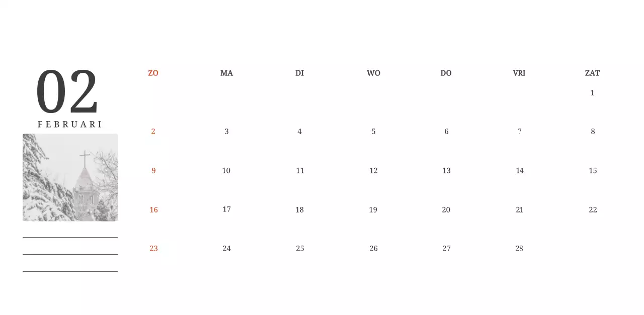 Een fotografische conceptkalender met kerken in landschapsschilderijen