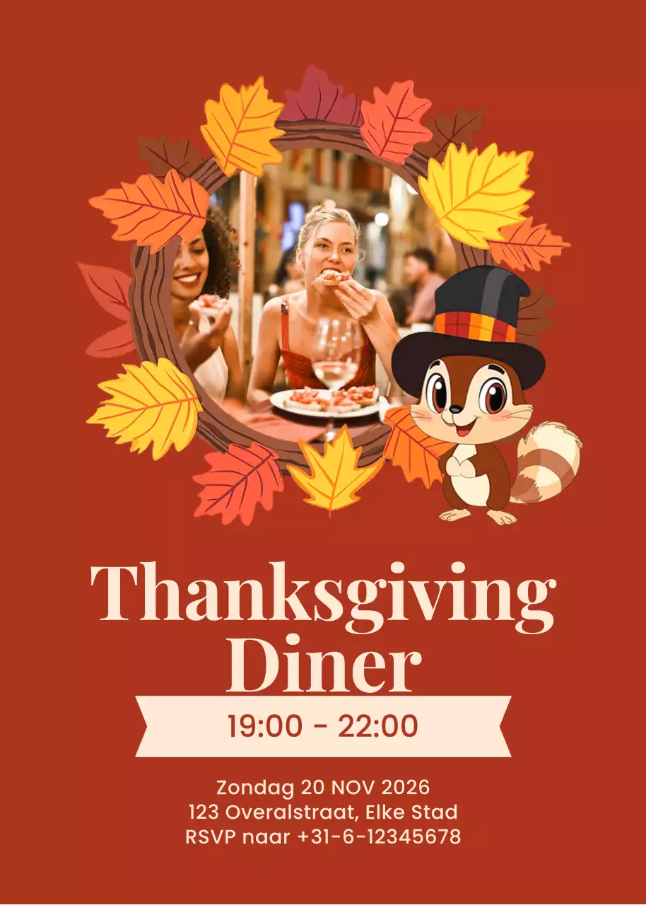 uitnodiging rood traditionele thanksgiving