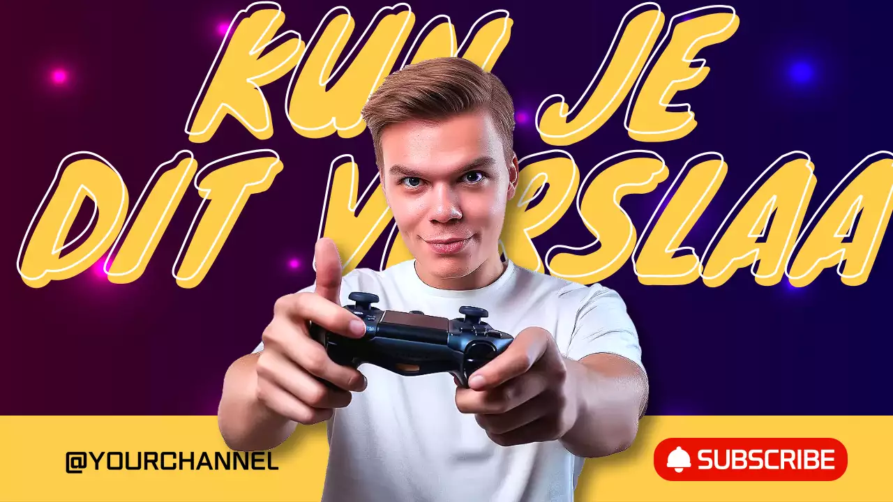 Paarse vetgedrukte gamingadvertentie