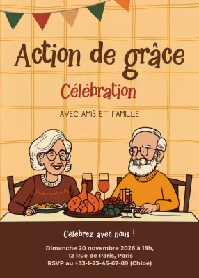 invitation vintage orange pour Thanksgiving