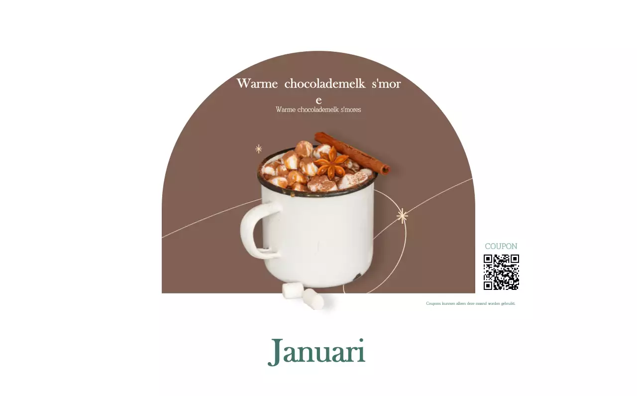 Een moderne cafékalender met aanbevelingen voor de drank van de maand