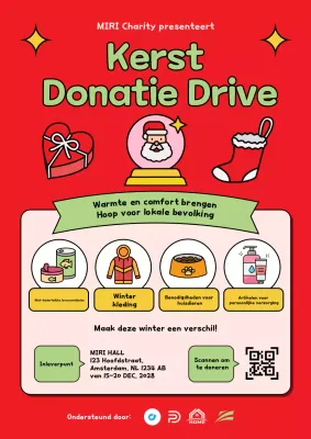 Cartoon Doodle Kerst Donatie Drive Poster