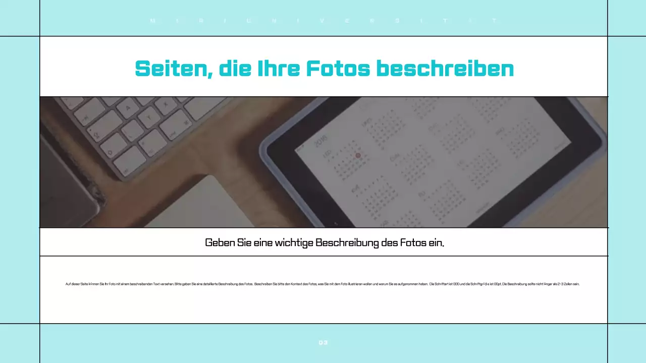 Übersichtliche, leicht zu bearbeitende Präsentationen in Weiß und Hellblau