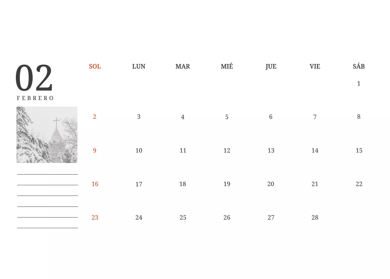Un calendario conceptual fotográfico con iglesias pintadas en paisajes