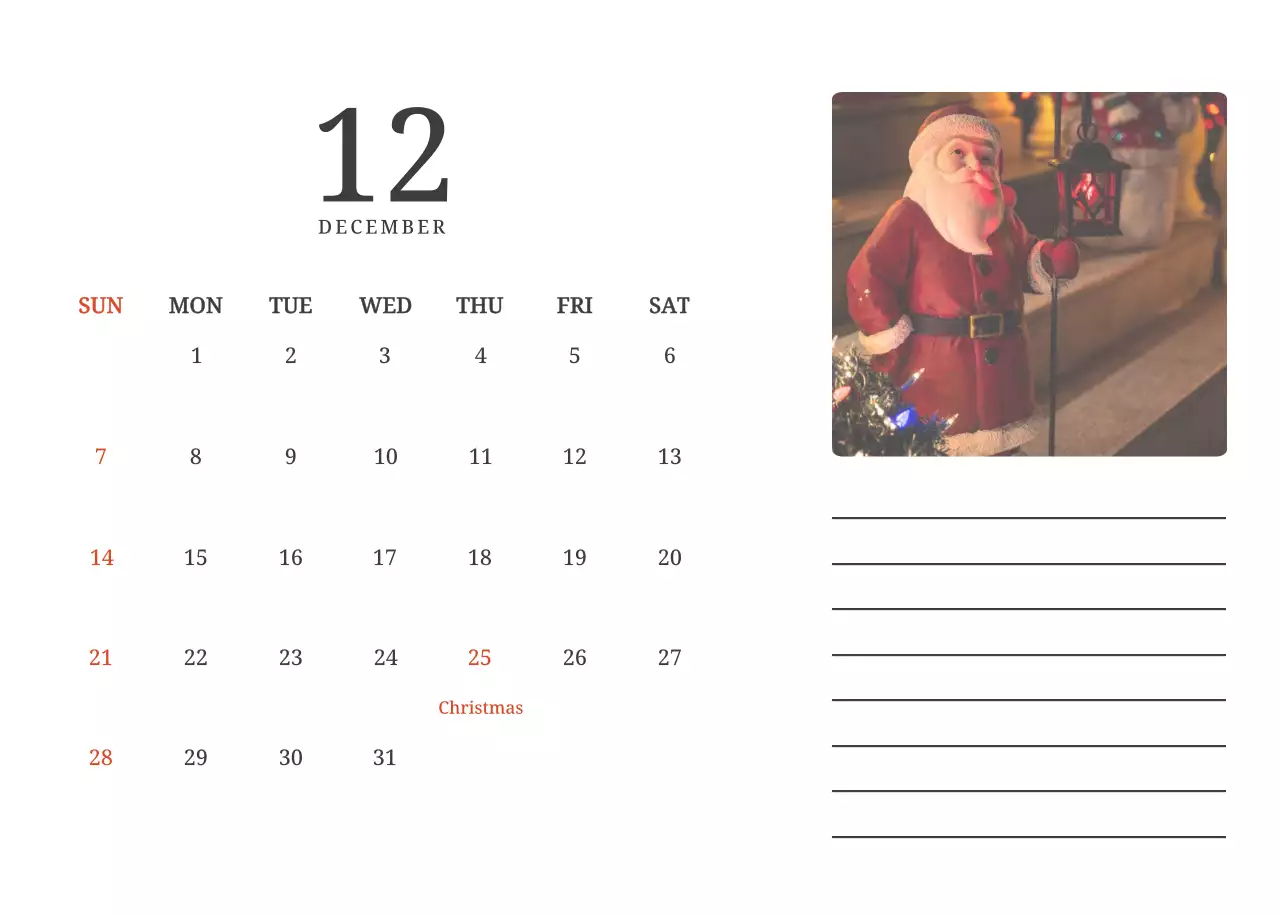 Kalender konsep fotografis yang menampilkan gereja dalam lukisan lanskap