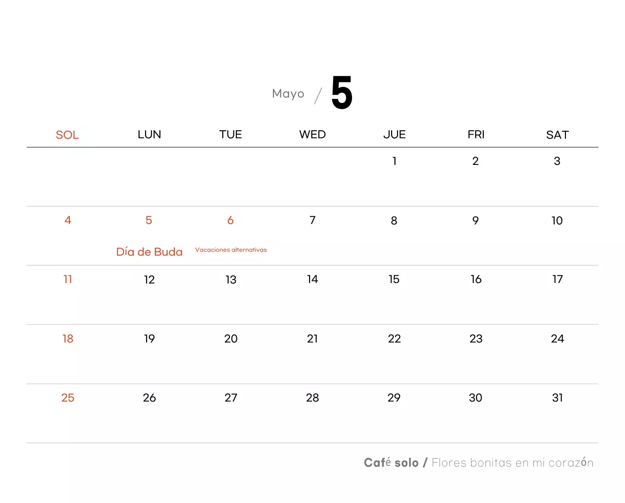 Calendario de café minimalista gris