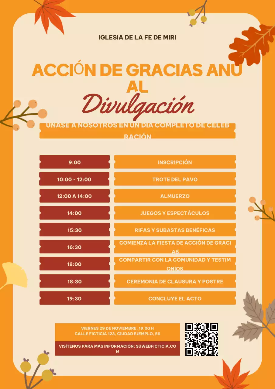 Orange Illustration Invitación de Acción de Gracias Póster Web