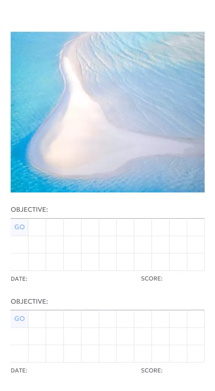 Photo goal tracker calendar with a splash of blue