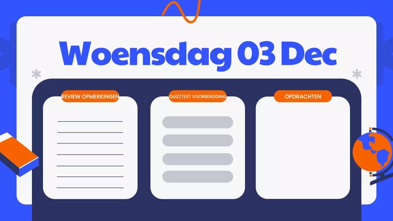 Presentatie Blauwe Moderne Klasagenda Planner