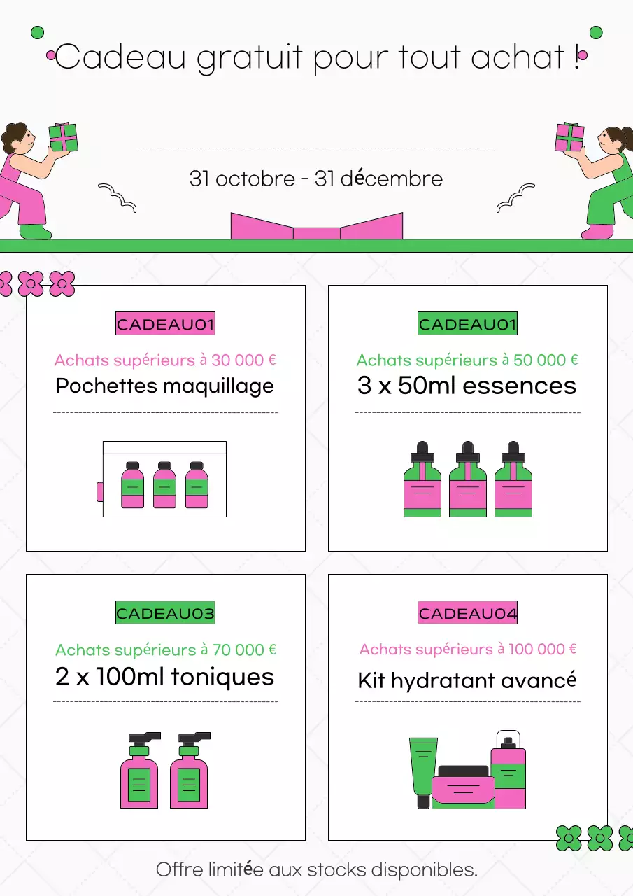 Promouvoir un cadeau kitsch vert et rose