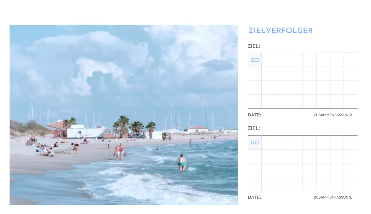 Foto-Zielverfolgungskalender mit einem Hauch von Blau