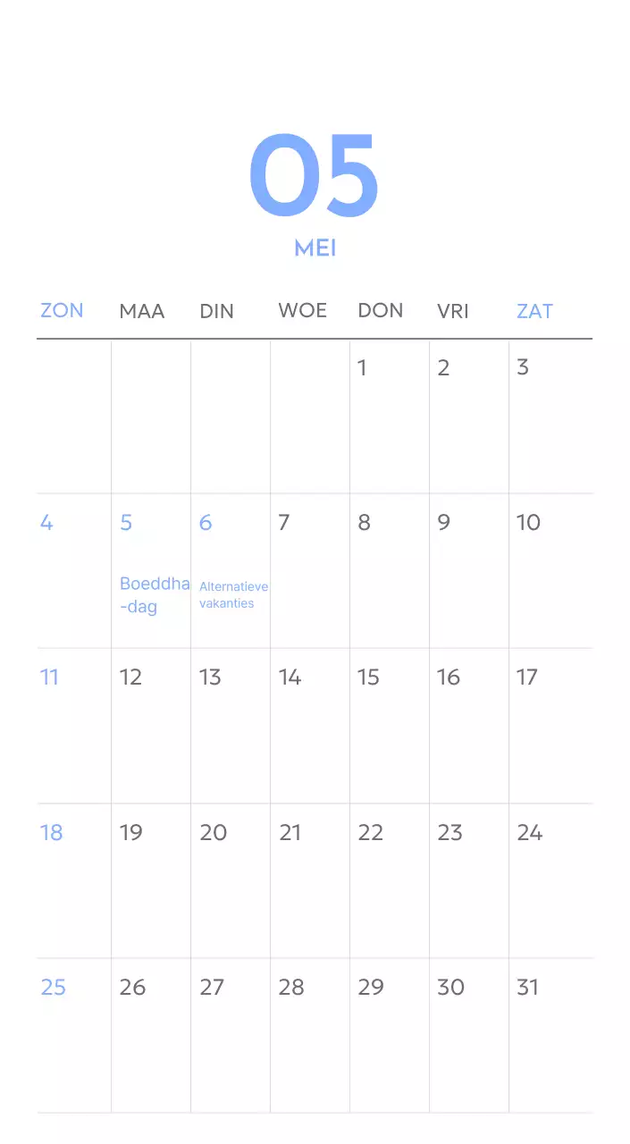 Photo goal tracker kalender met een vleugje blauw