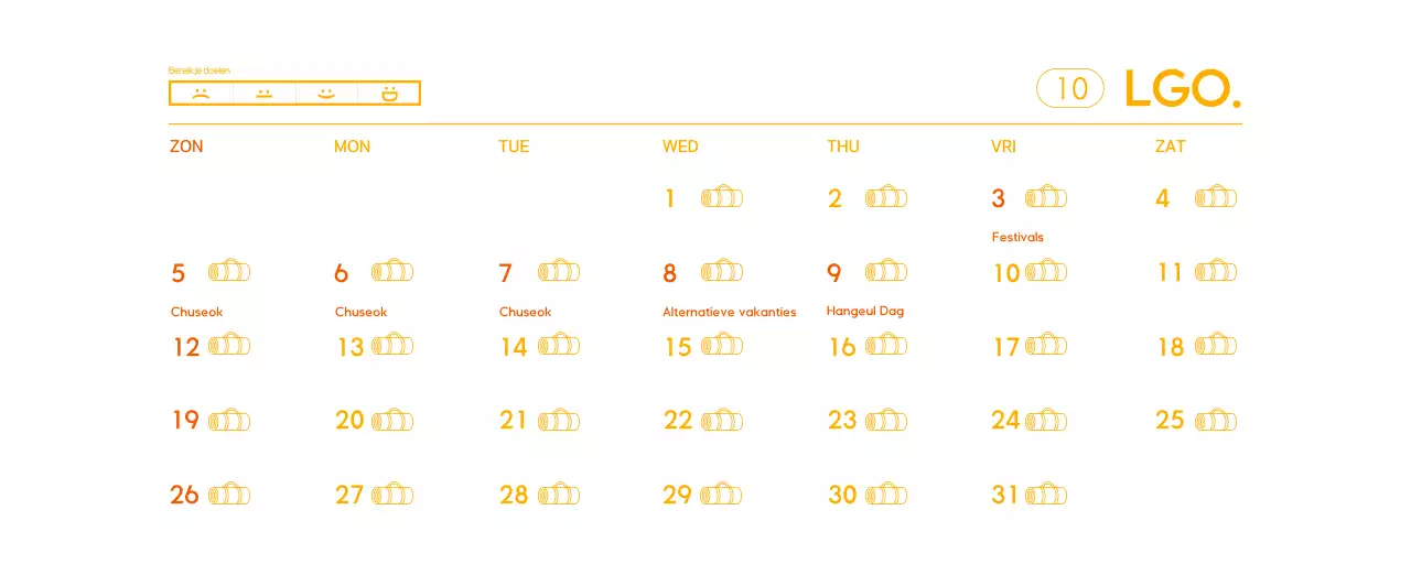 Oranje Minimalistische Yoga Promotiekalender