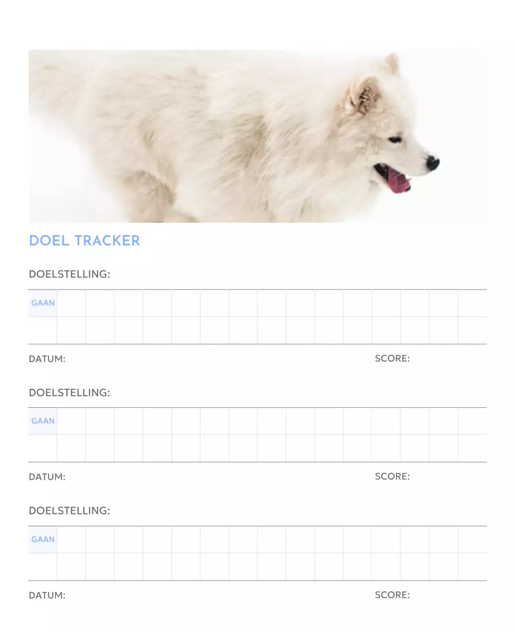 Photo goal tracker kalender met een vleugje blauw