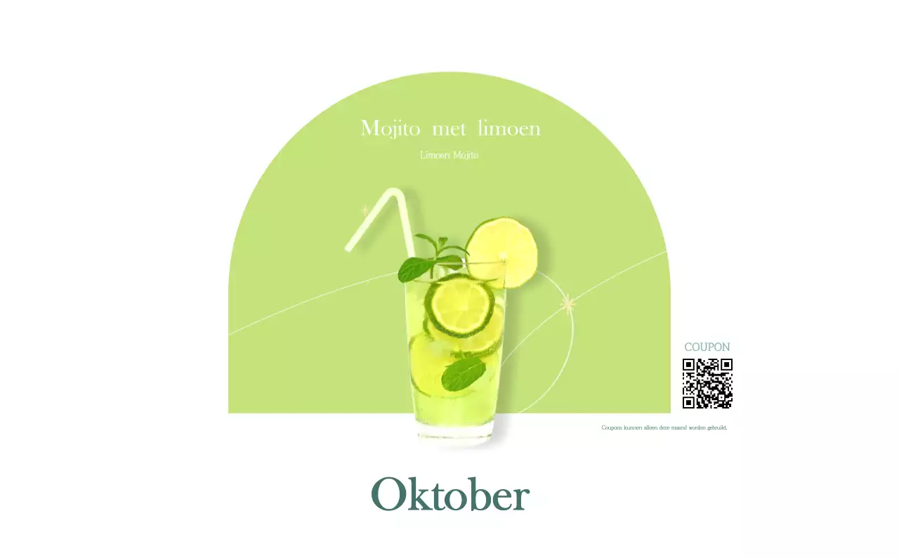 Een moderne cafékalender met aanbevelingen voor de drank van de maand