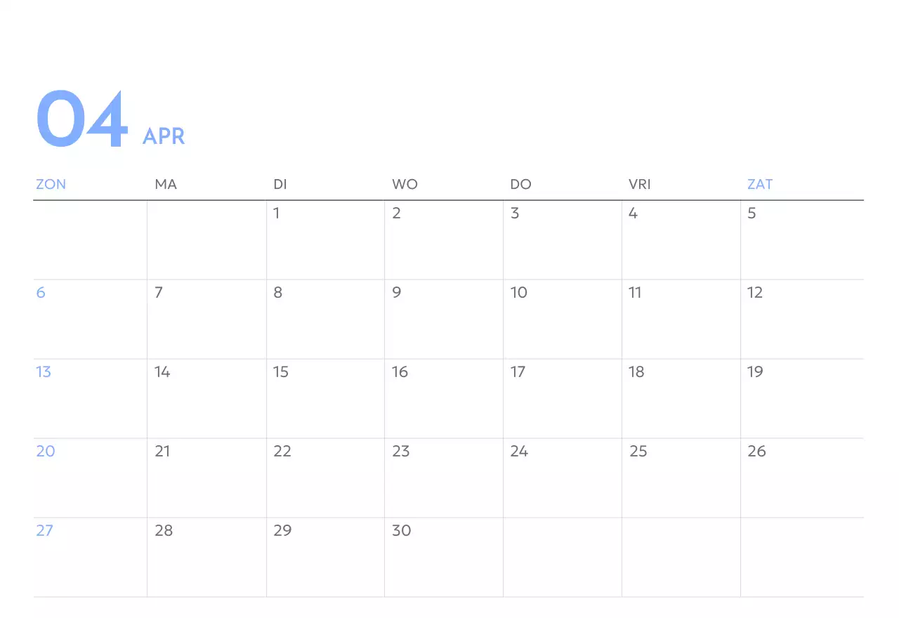 Photo goal tracker kalender met een vleugje blauw