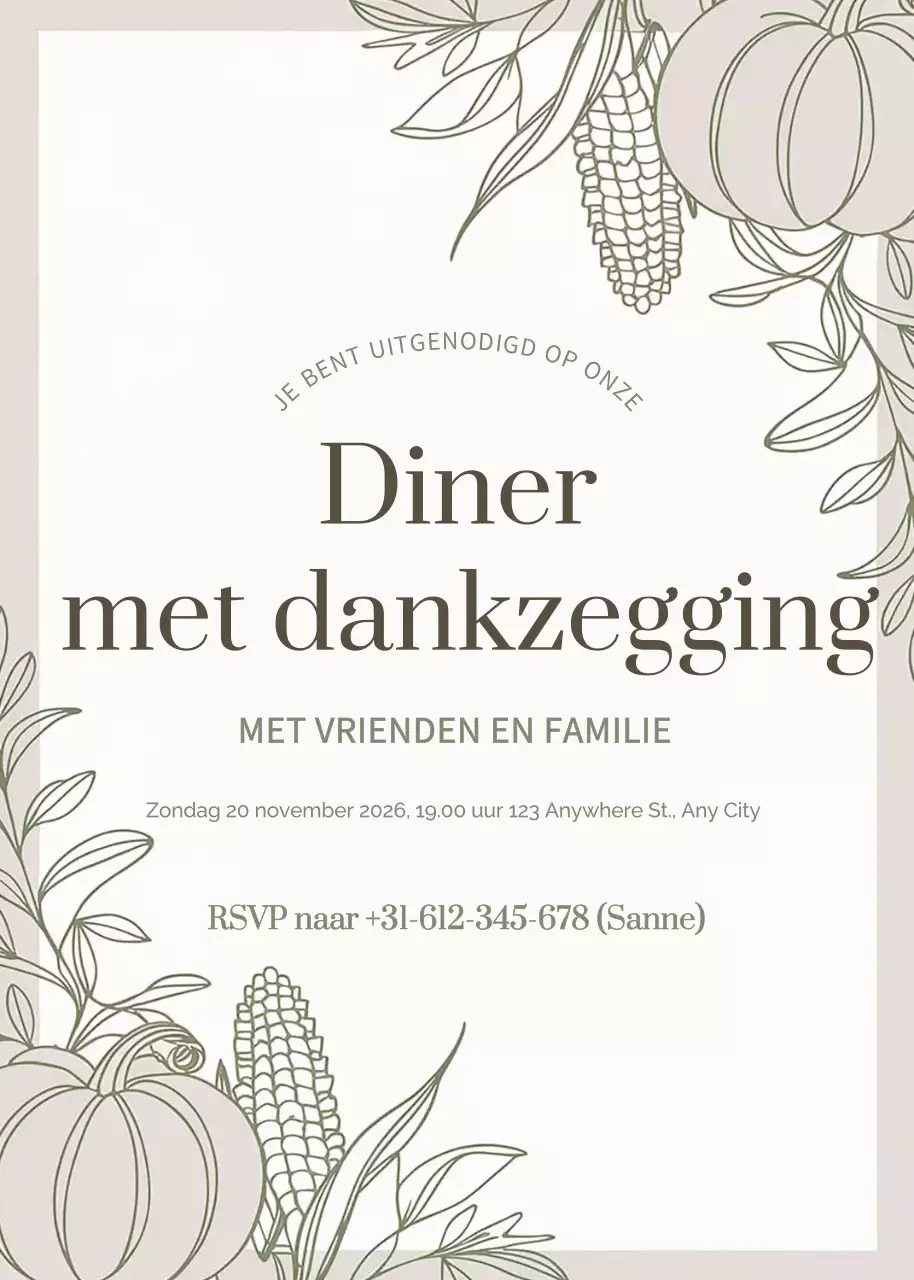 beige elegant dinner invitation